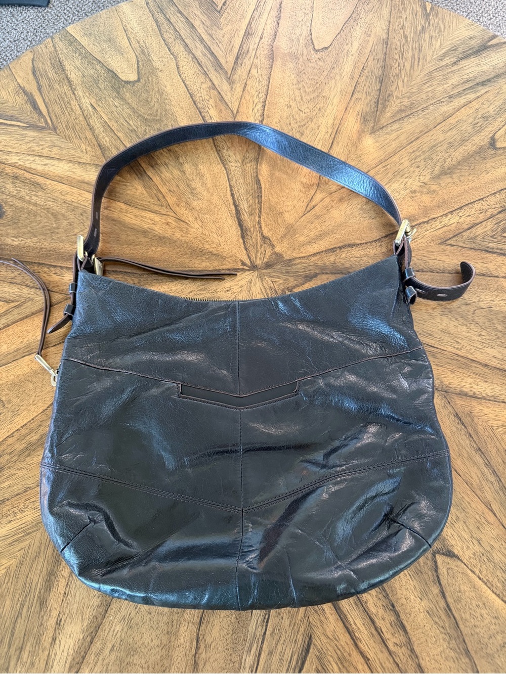 HOBO Serra Women's Patent Black Leather Hobo Shoulder Bag Purse